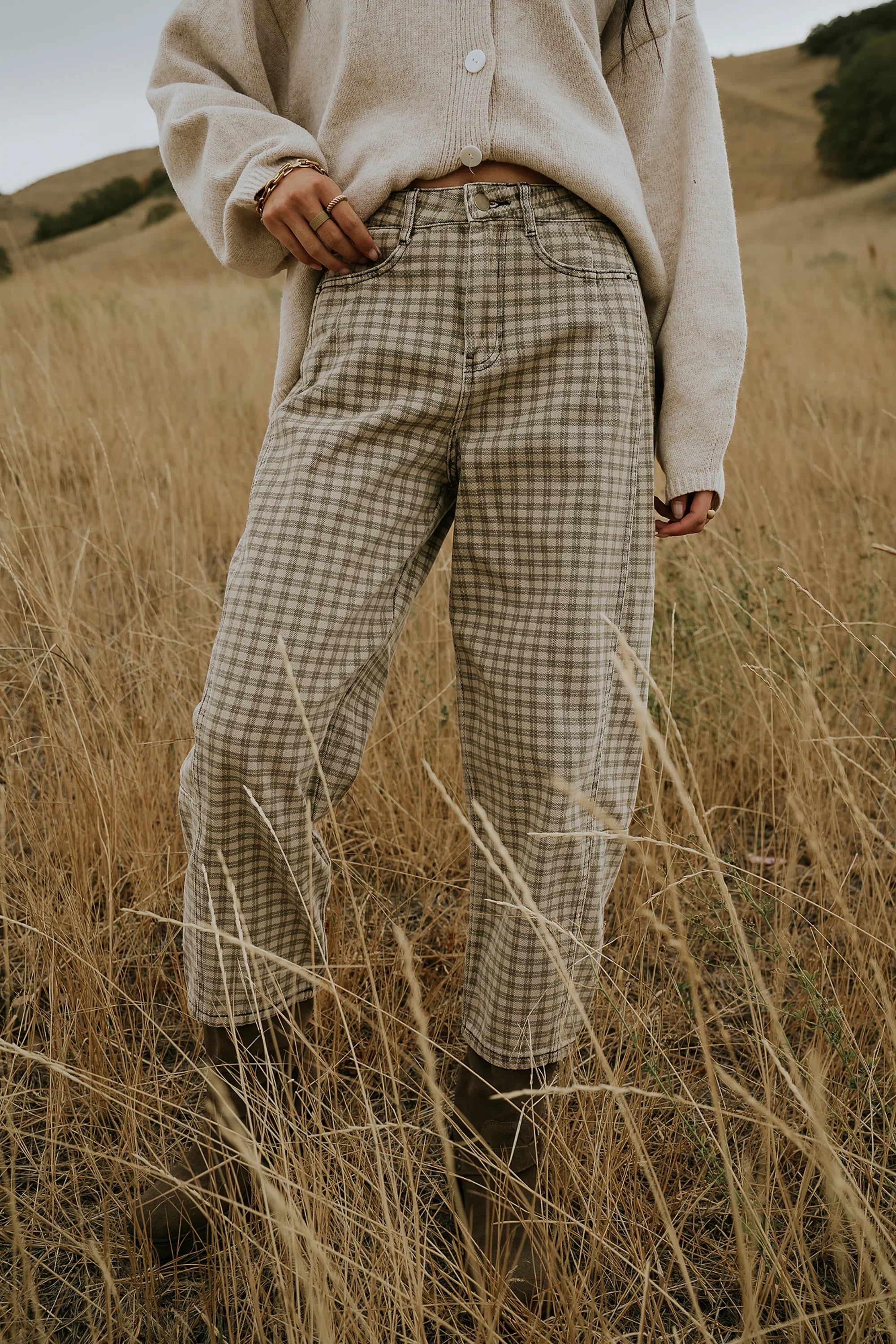 Nala Plaid Barrel Jeans FINAL SALE