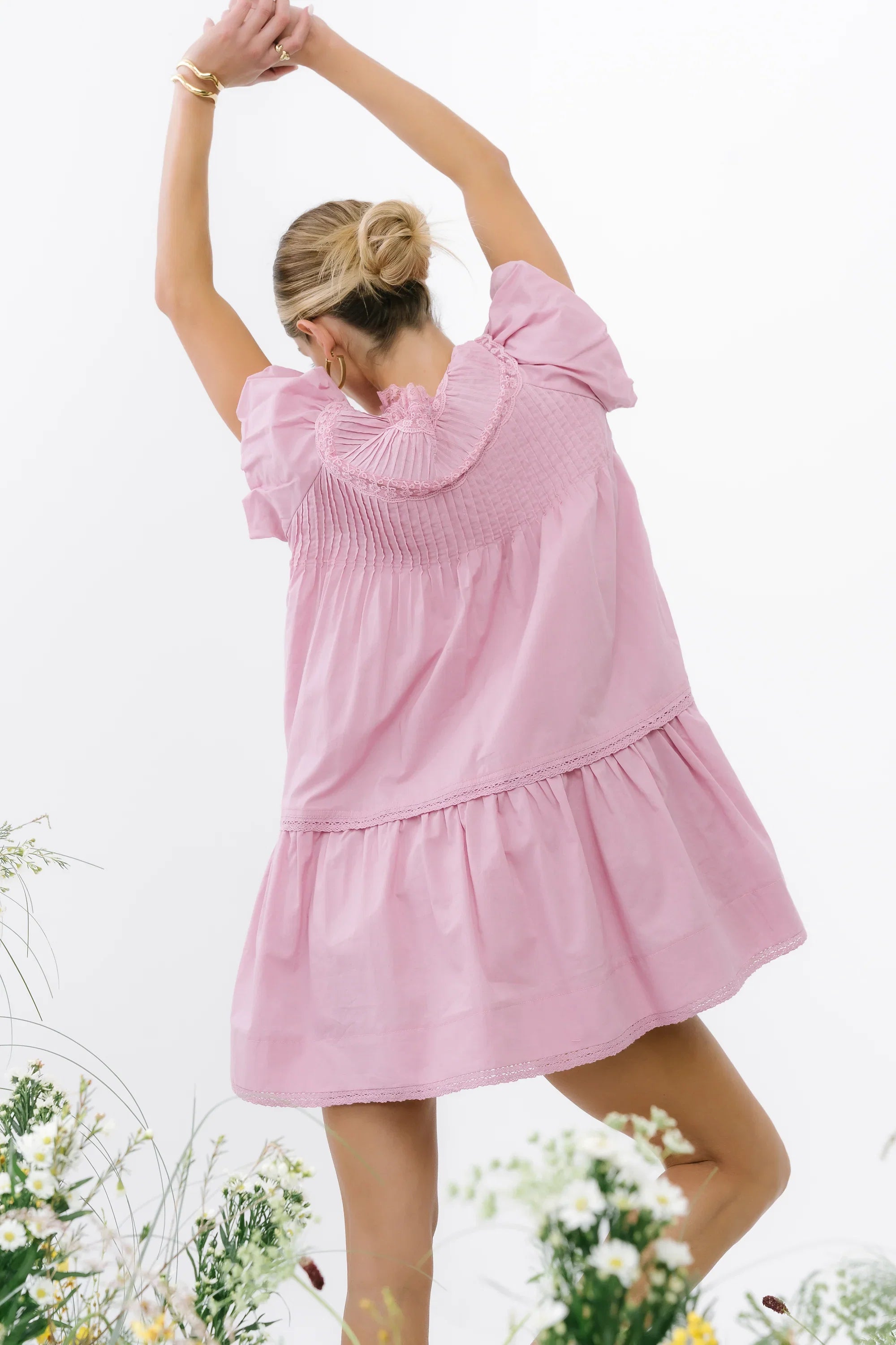 Toby Pleated Baby Doll Dress in Mauve