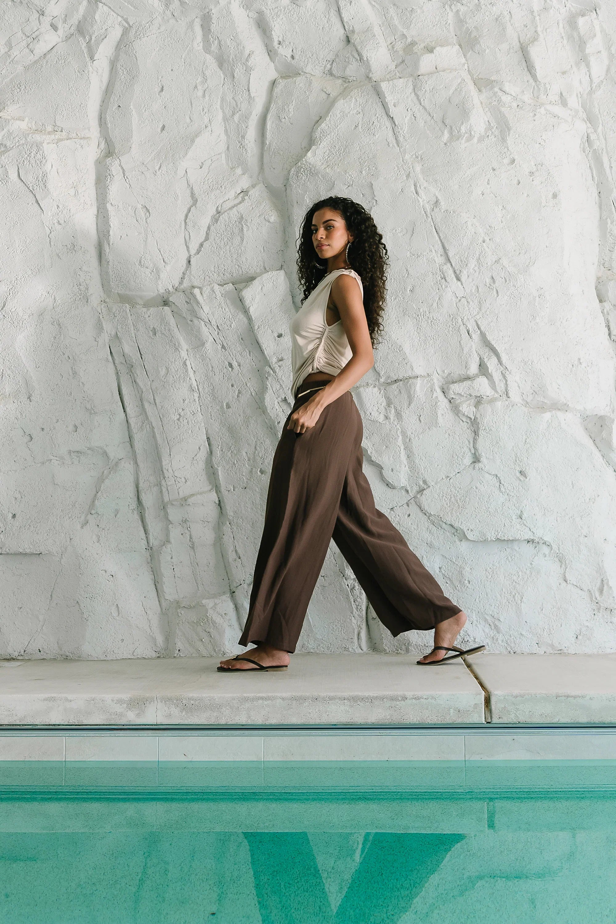 Lee Wide Leg Pants in Brown