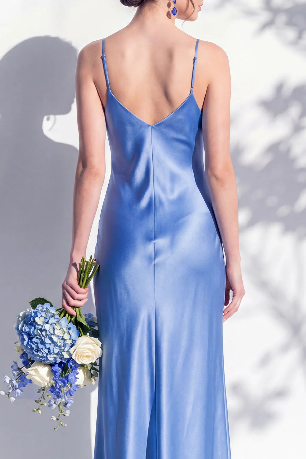 Satin Spaghetti Straps Sheath Sage Bridesmaid Dress