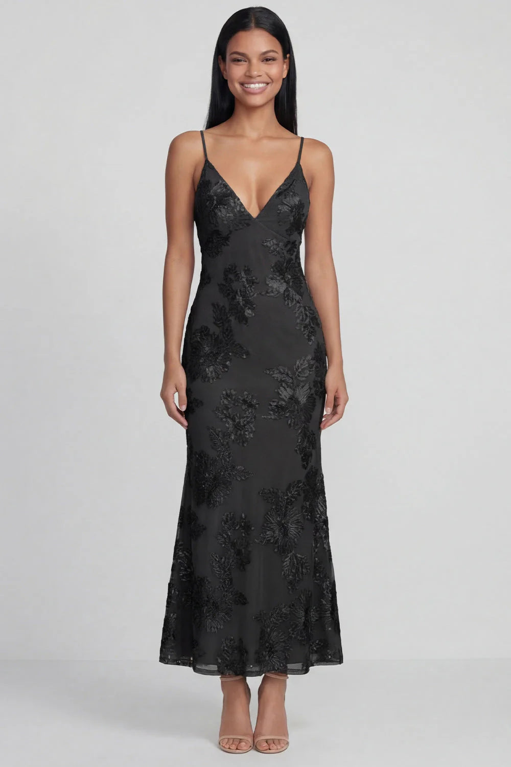 Sage Green Mermaid Floral Wedding Guest Dress with Lace up Back
