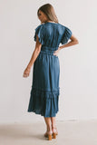Willa Ruffle Dress in Teal FINAL SALE
