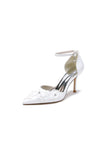 Womens Wedding Shoes Pointed Toe Ankle Strap Stiletto Heels With Lace