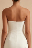Strapless Bodycon Ruffled White Dress