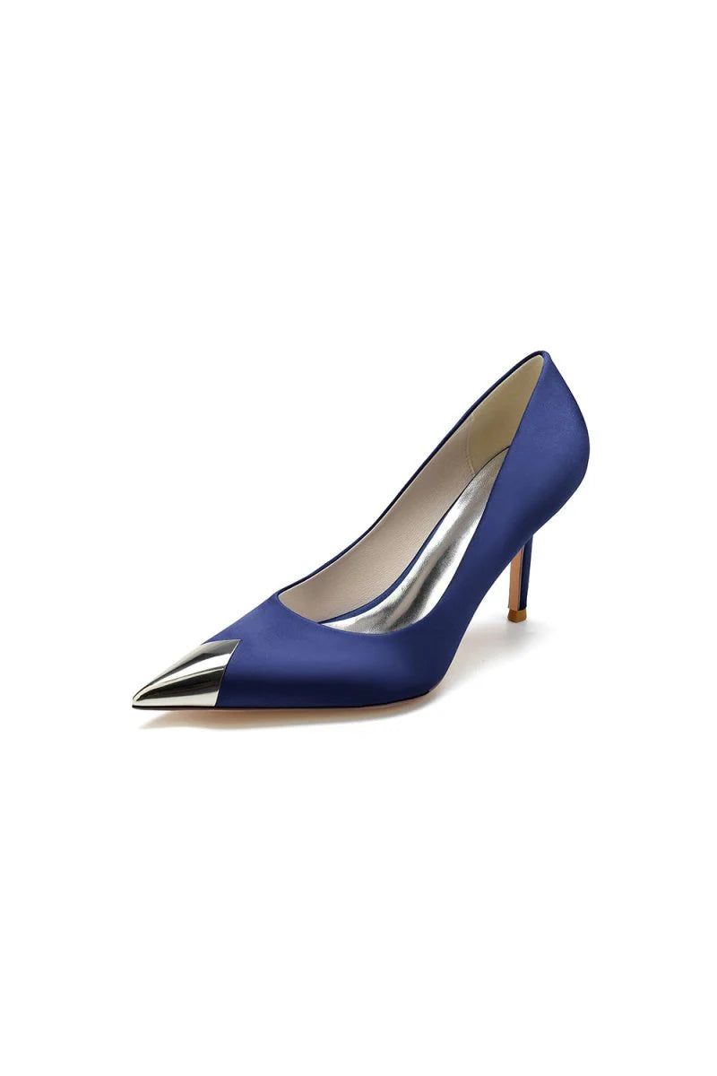 Simple Cocktail Metallic Pointed Toe High Heels