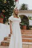 Beckie Smocked Maxi Dress in Off White