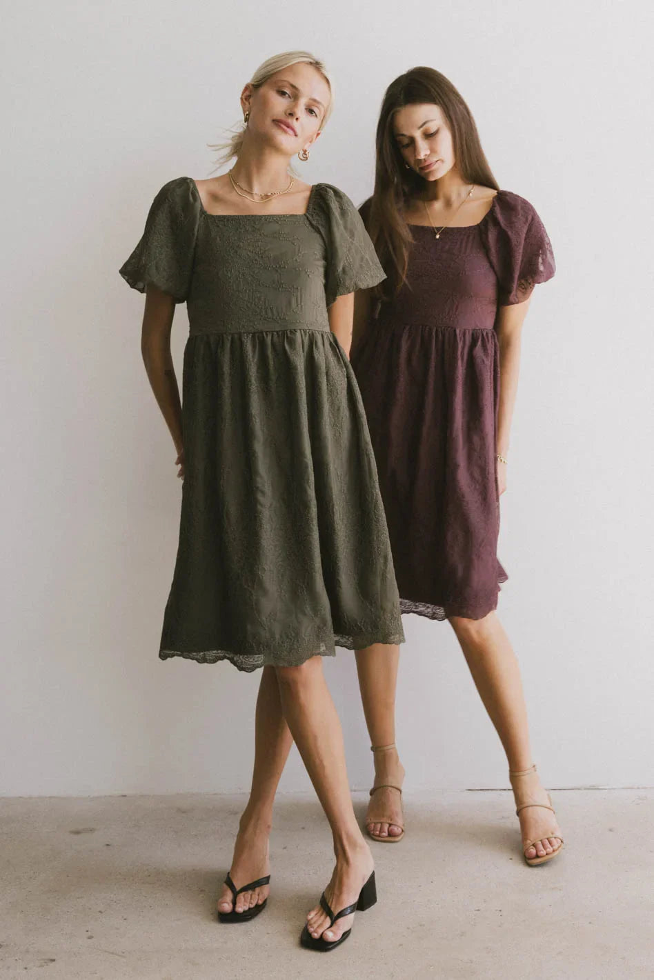 Karrie Embroidered Midi Dress in Olive FINAL SALE