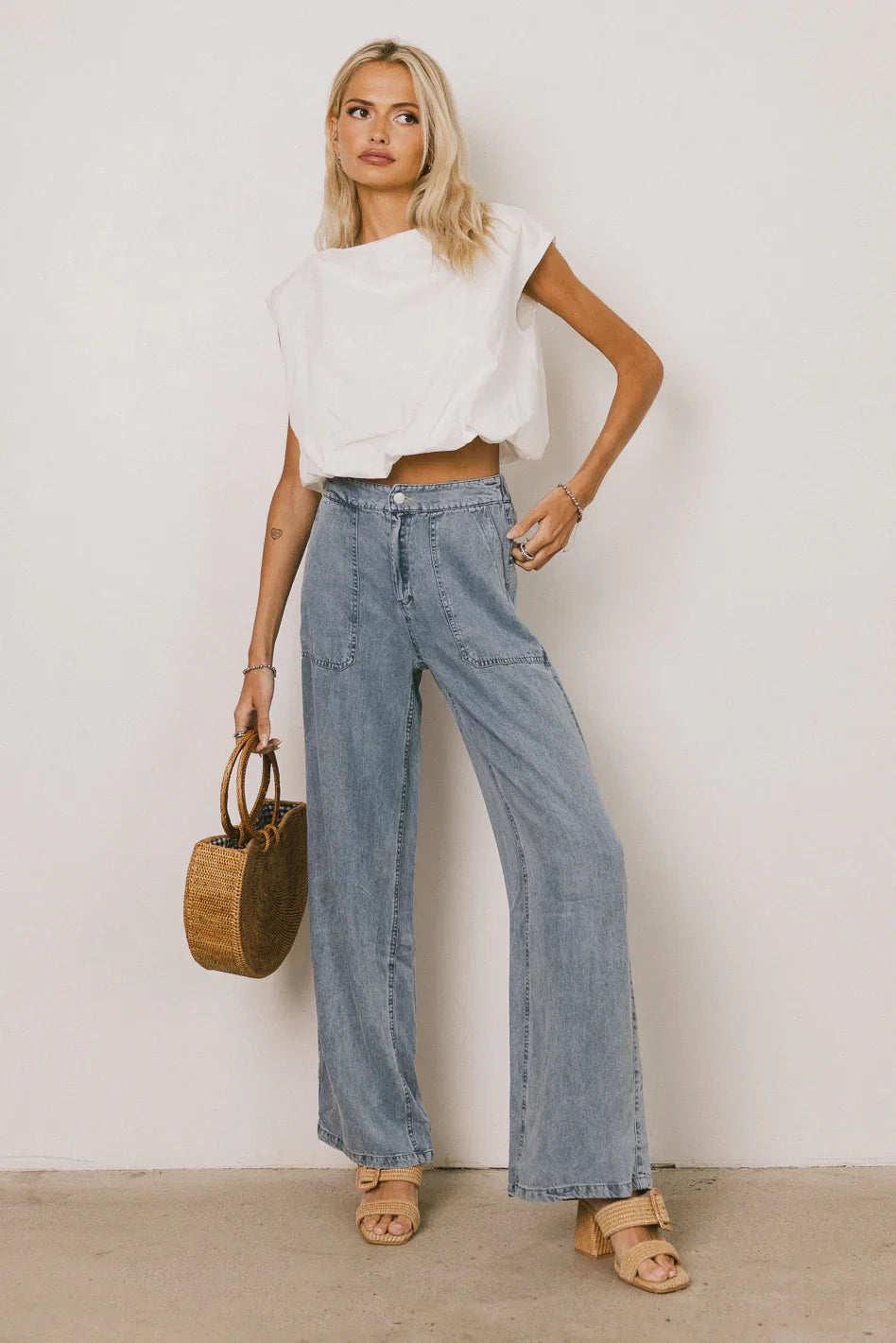 Reece Wide Leg Pants in Blue