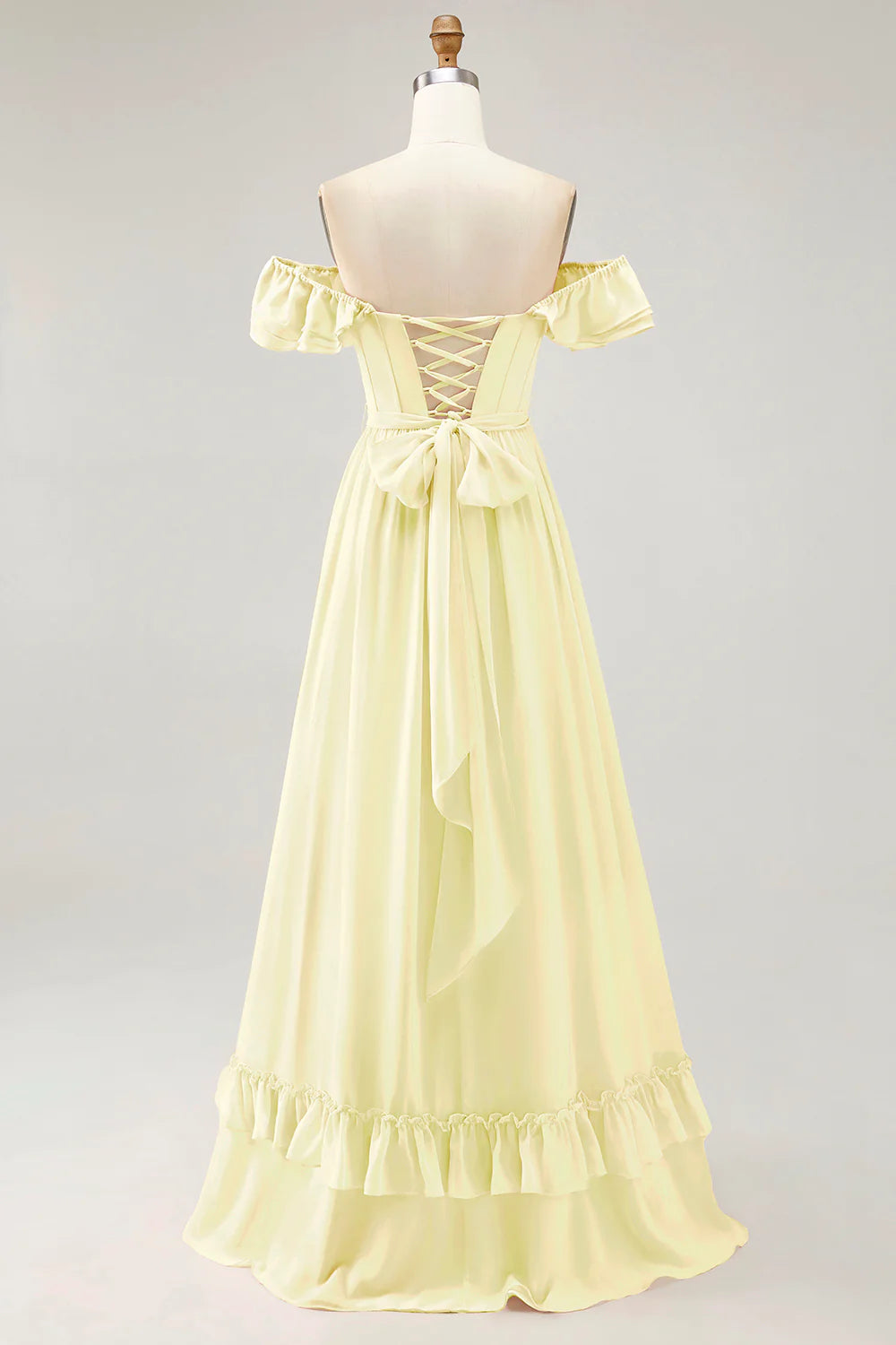 Royal Blue A line Off The Shoulder Chiffon Long Bridesmaid Dress with Slit