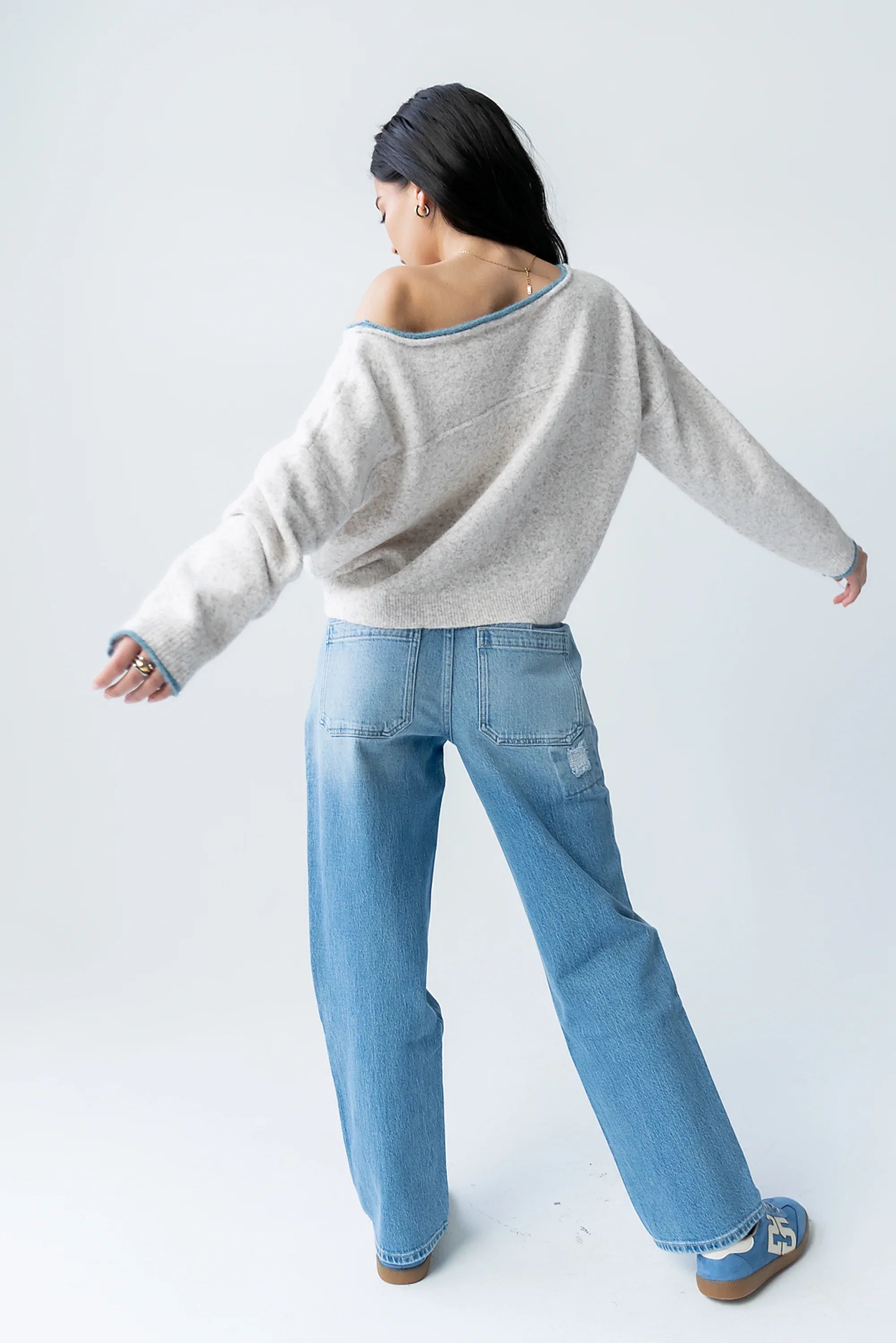 Kellie Contrast Sweater in Beige