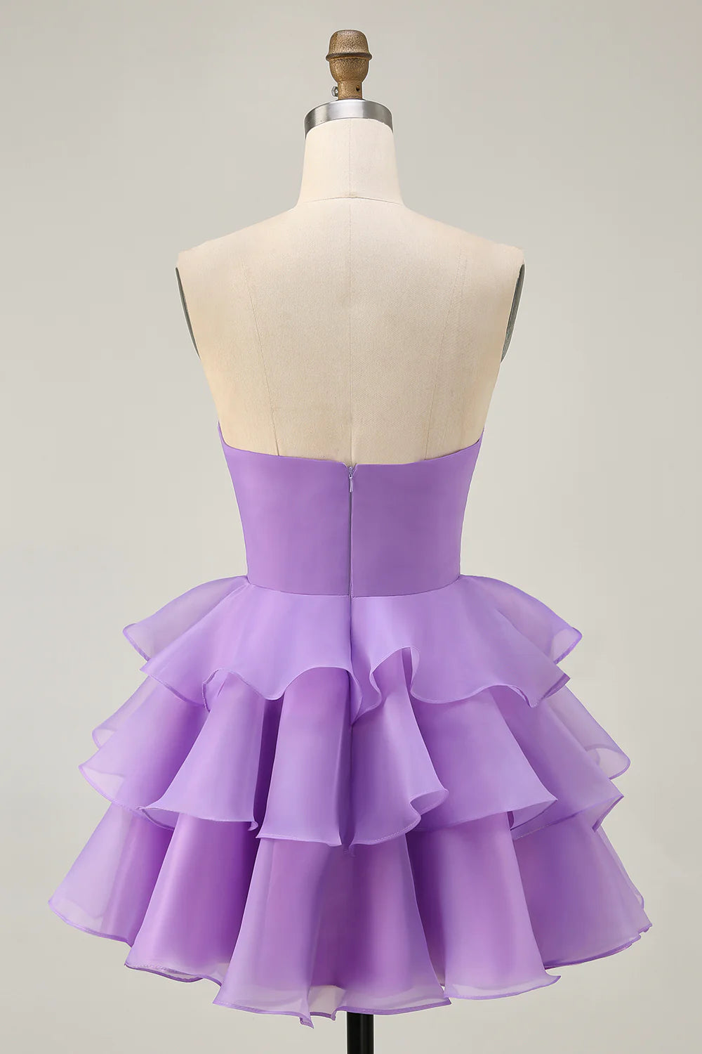 Blush A Line Tiered Strapless Cut Out Short Homecoming Dress with 3D Flower