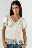 Brittany Satin Top in Cream