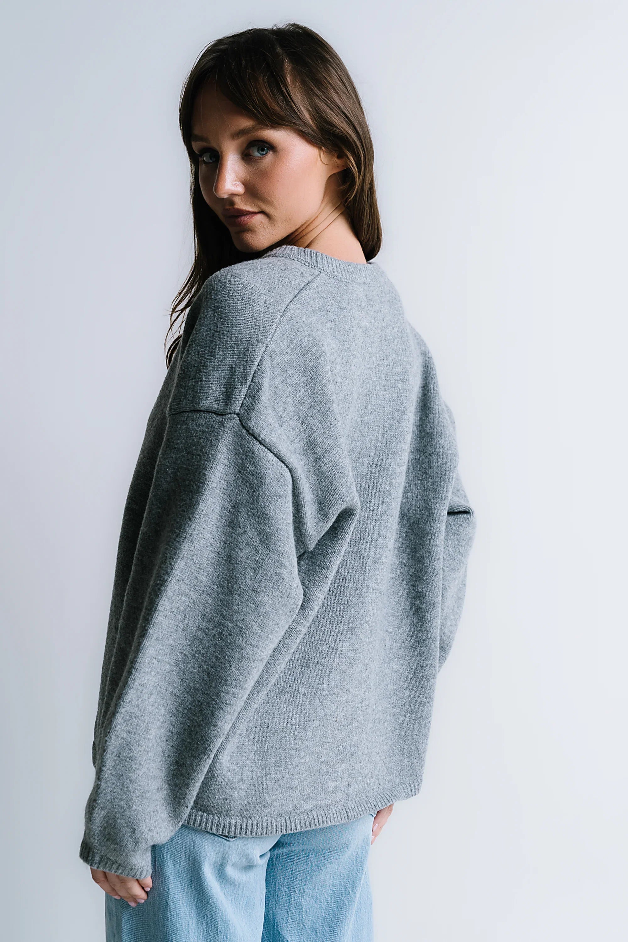Kaia Knit Cardigan in Heather Grey