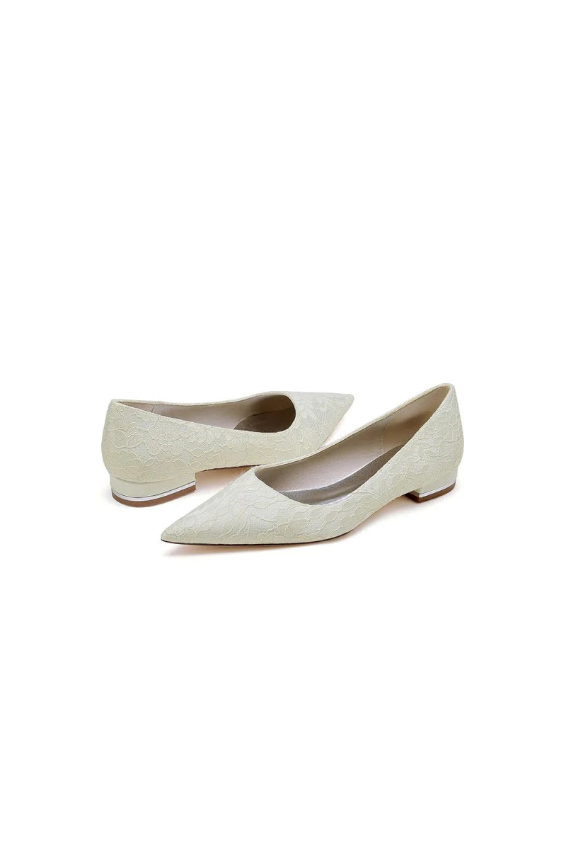 Simple Lace Pointed Toe Kitten Heels