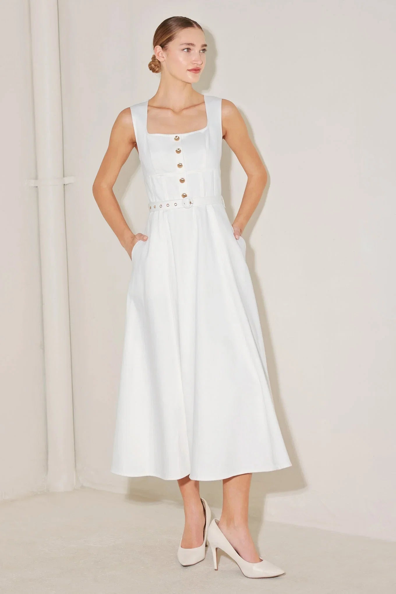 SUMMER SOCIAL WHITE MIDI DRESS FINAL SALE