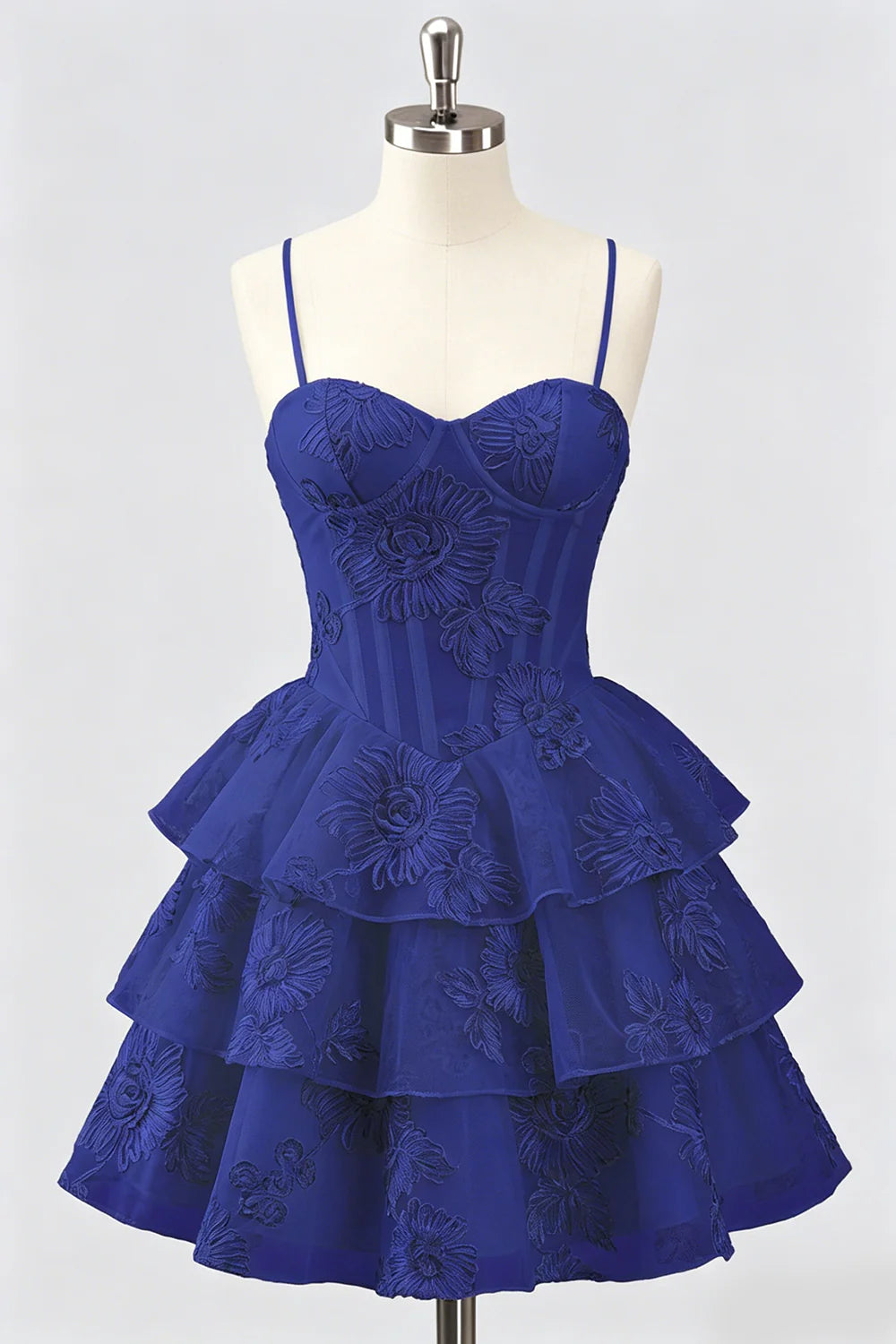 Daffodil A Line Floral Corset Tiered Ruffle Short Homecoming Dress