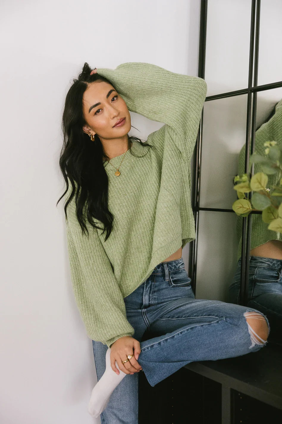 Aliyah Knit Sweater in Green FINAL SALE