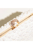 Womens White Pearls Beaded Evening Clutch Bags