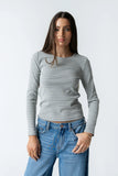 Indiana Striped Top in Heather Grey