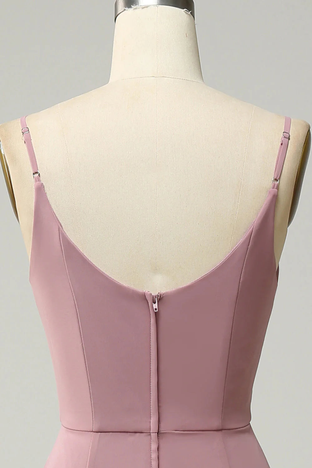 Dusty Rose A Line Spaghetti Straps Sleeveless Chiffon Bridesmaid Dress