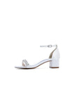 Satin Block Heel Sandal with Diamond Embellishments