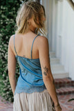Berkley Lace Trim Tank in Teal