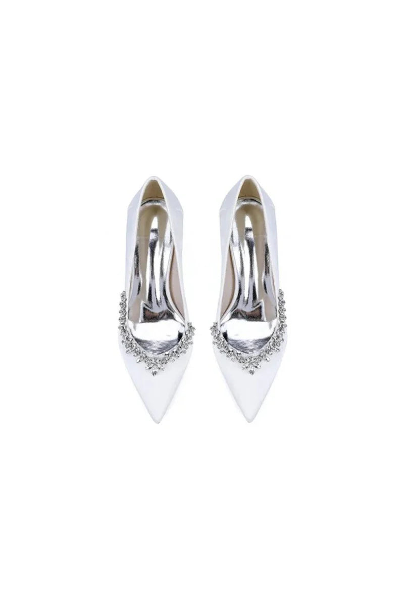 Burgundy High Heels with Crystal Embellishments
