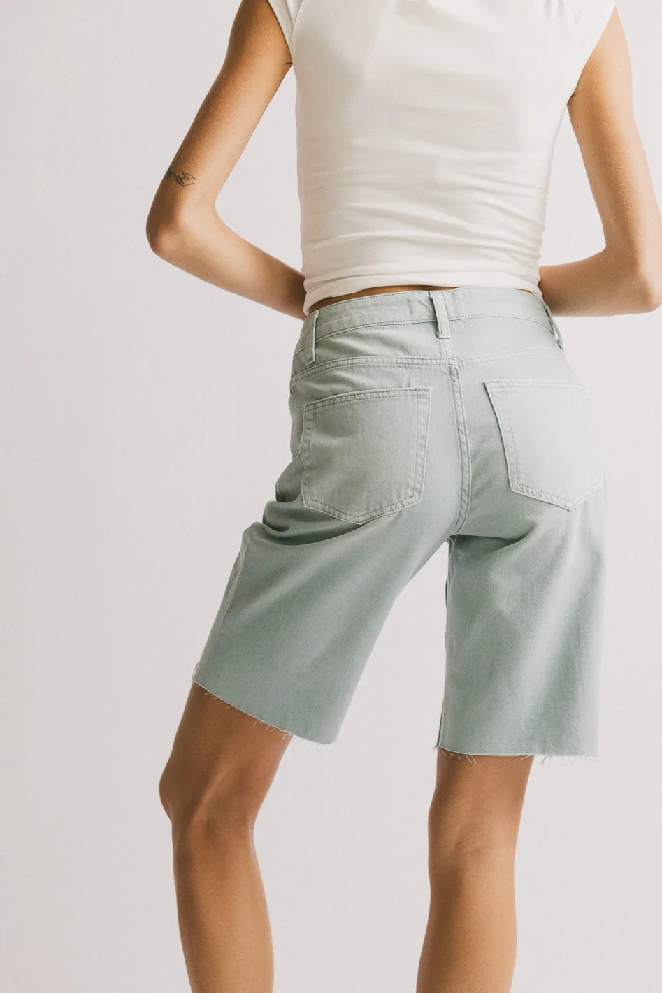 Marlene Denim Shorts in Seafoam FINAL SALE