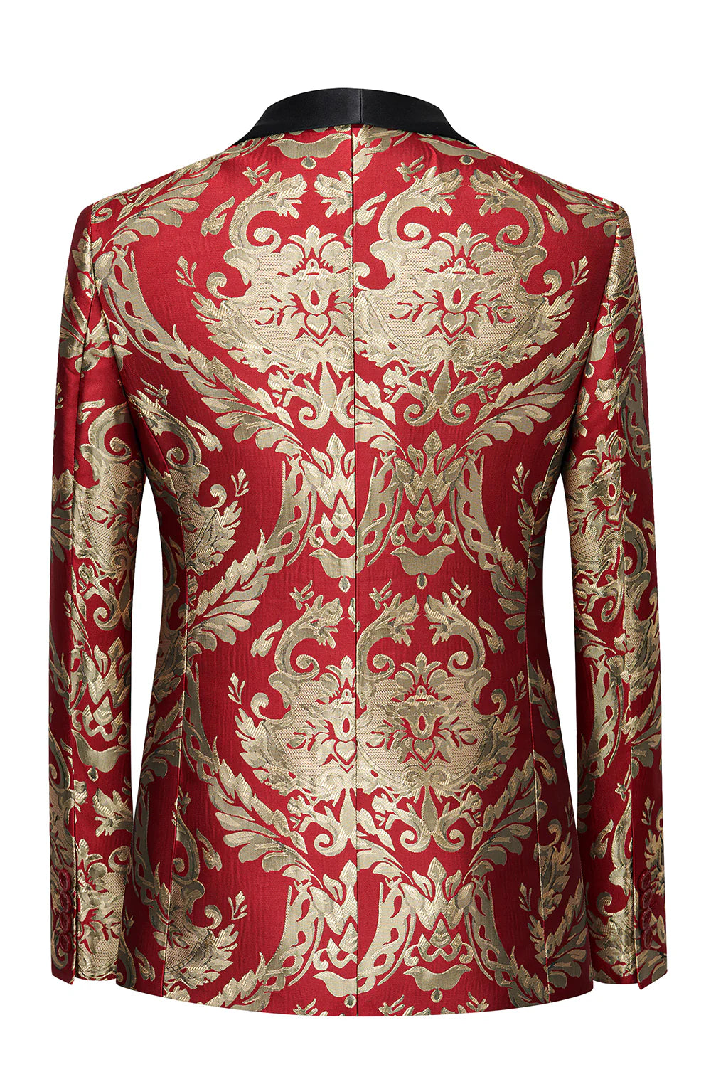 Mens Red Shawl Lapel One Button Jacquard Prom Blazer