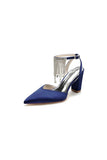 Pointed Toe Beading Tassel Satin Chunky Heels