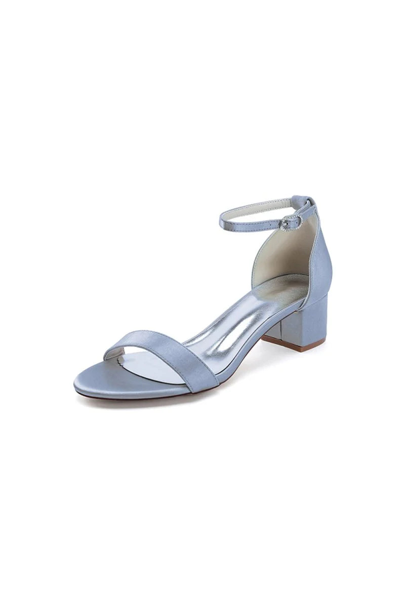Simple Buckle Strap Open Toe Chunky Heels