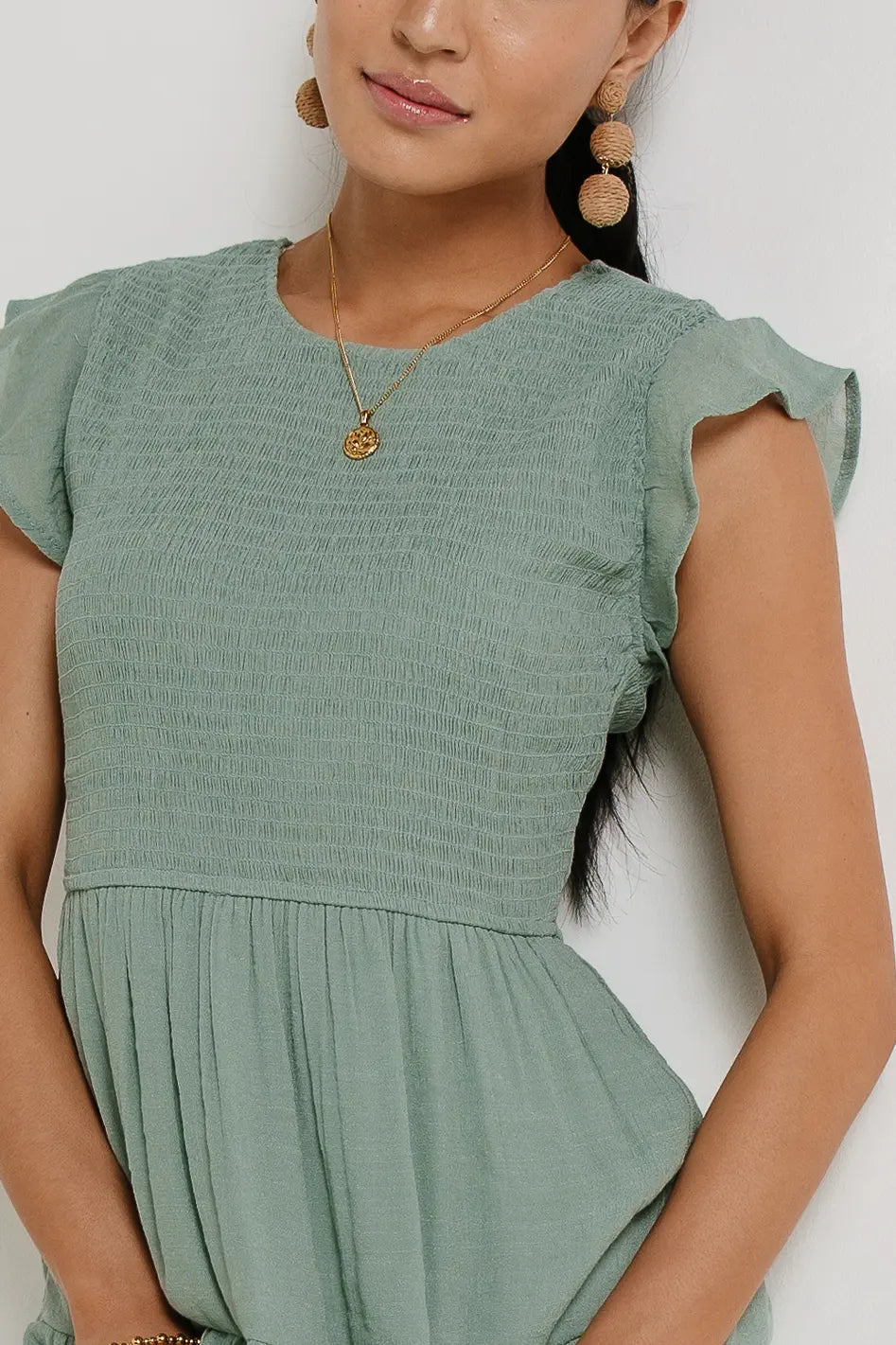 Declan Midi Dress in Sage FINAL SALE
