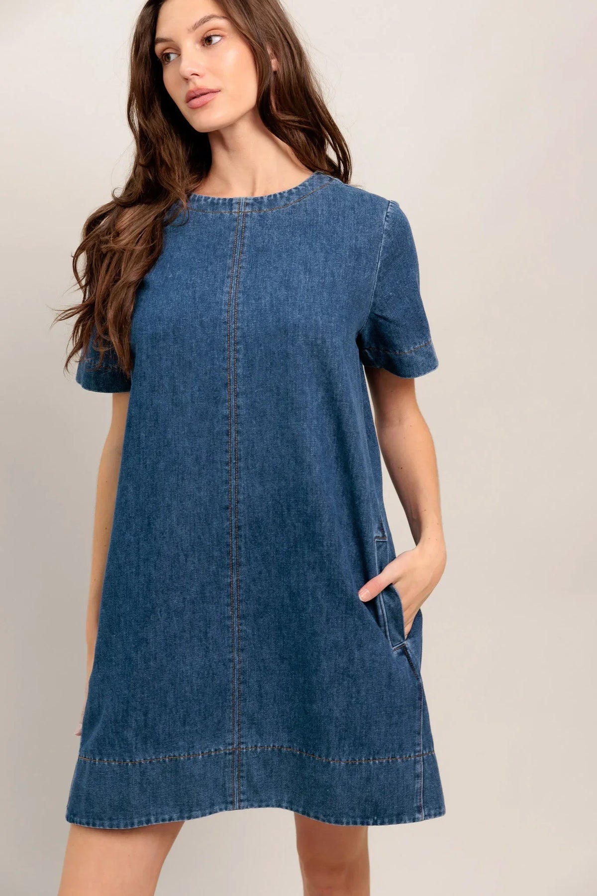 SIMPLY PUT TOGETHER DENIM MINI DRESS FINAL SALE