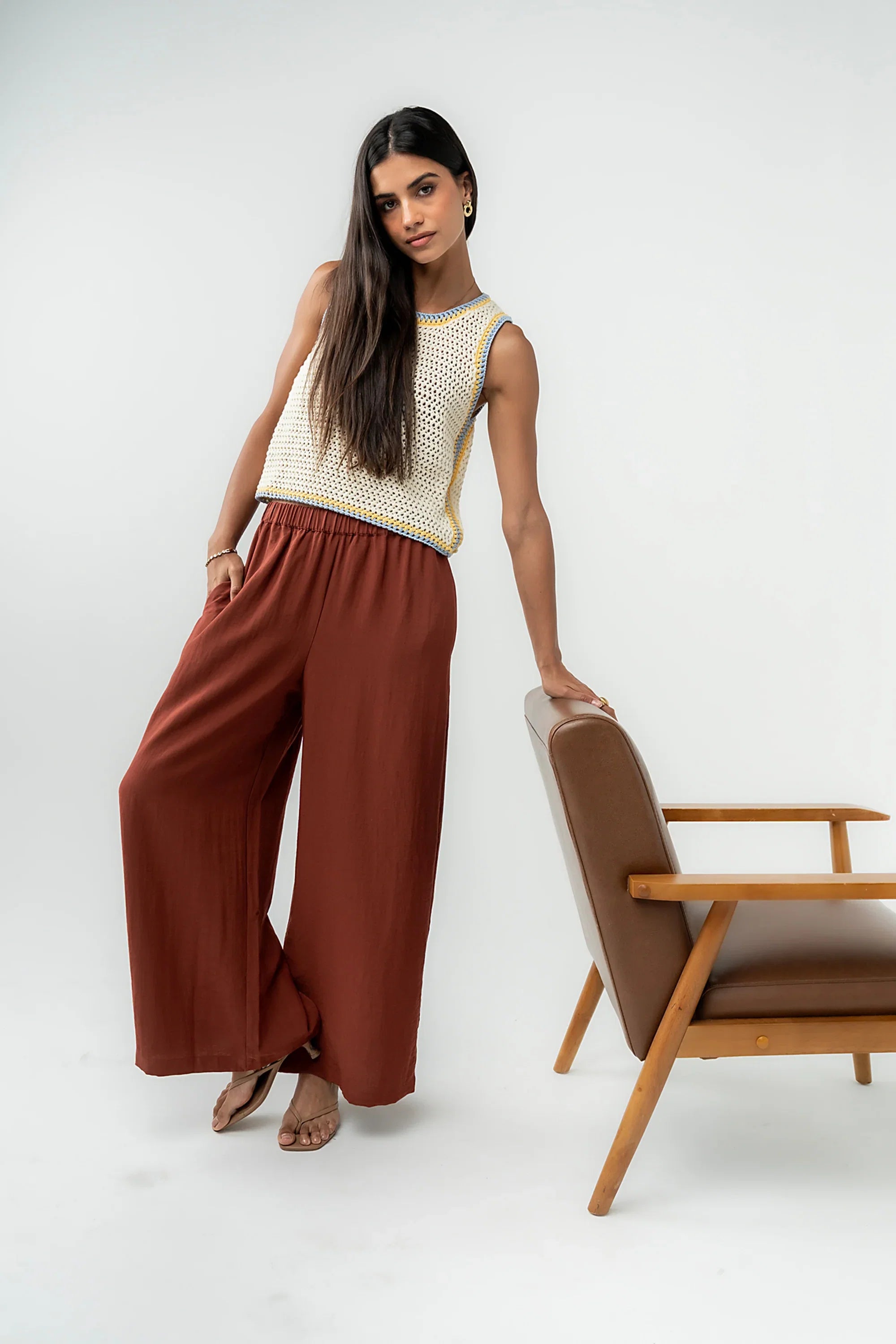 Lee Wide Leg Pants in Brick