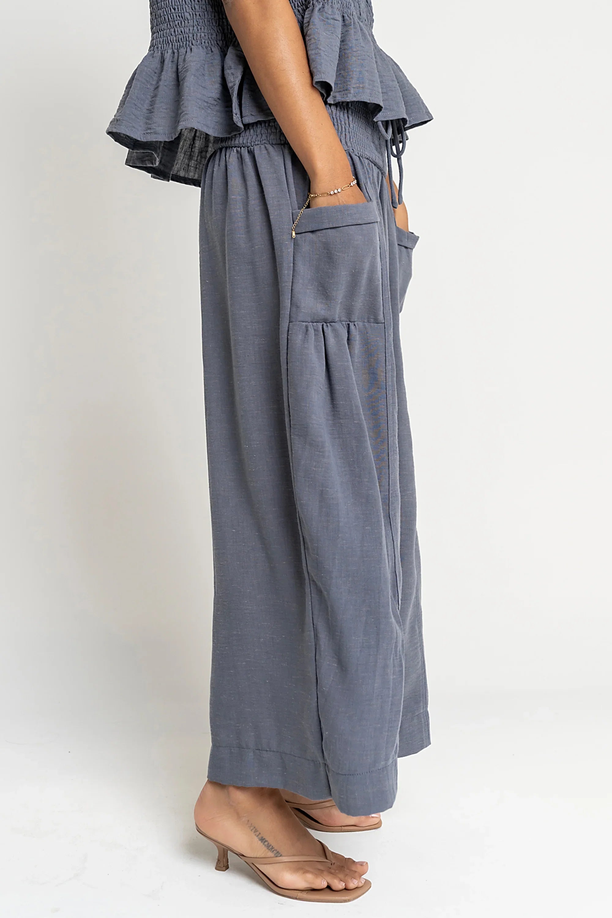 Ashton Wide Leg Pants in Blue
