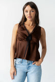 Kendall Satin Top in Brown
