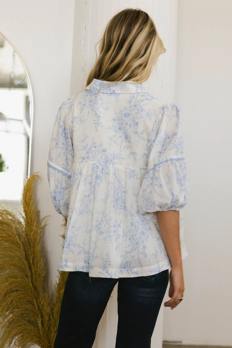 Madison Floral Blouse in Blue FINAL SALE
