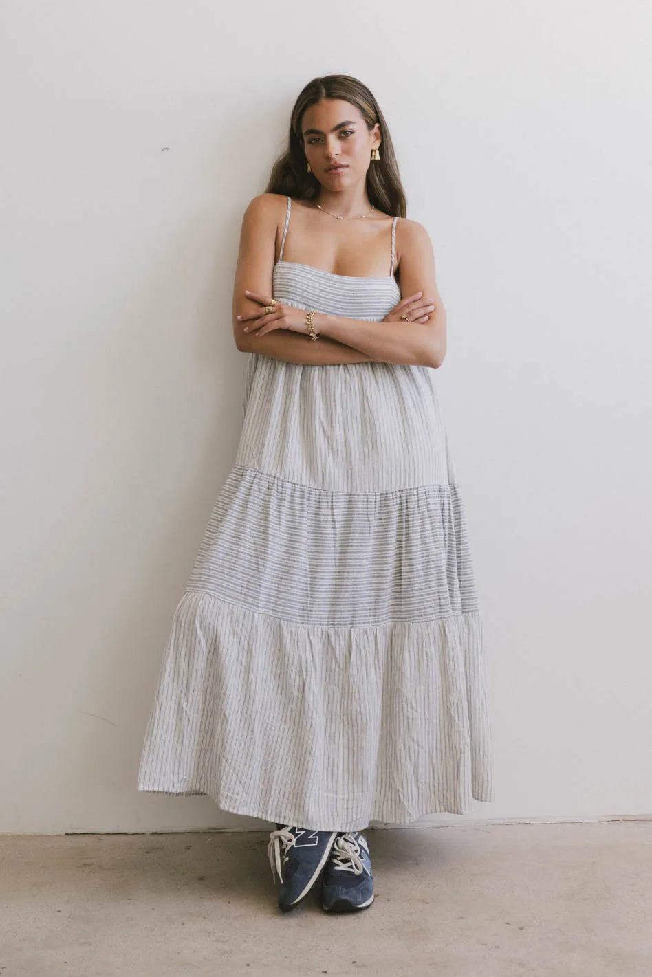 Demi Striped Midi Dress in Blue FINAL SALE