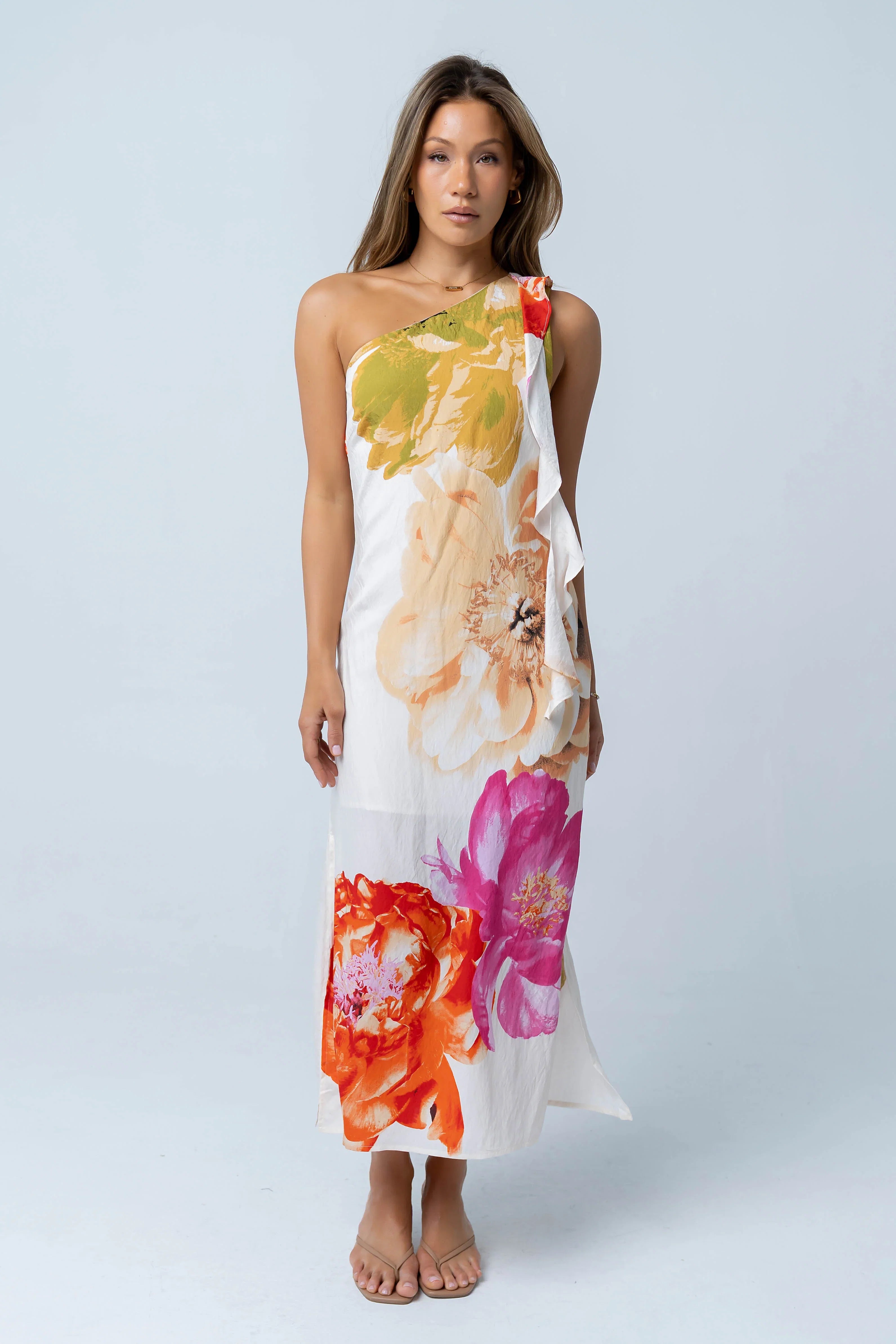 Erica Asymmetrical Floral Maxi Dress
