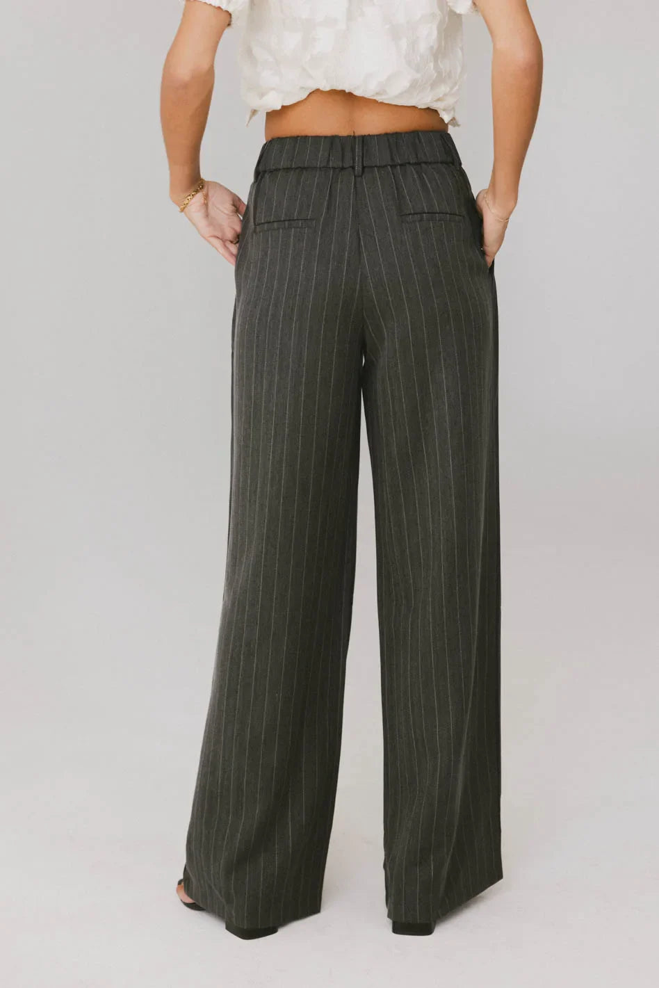 Reese Striped Slacks in Charcoal FINAL SALE