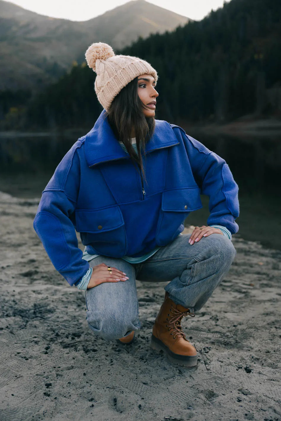 Mickey Half Zip Sweatshirt in Blue FINAL SALE