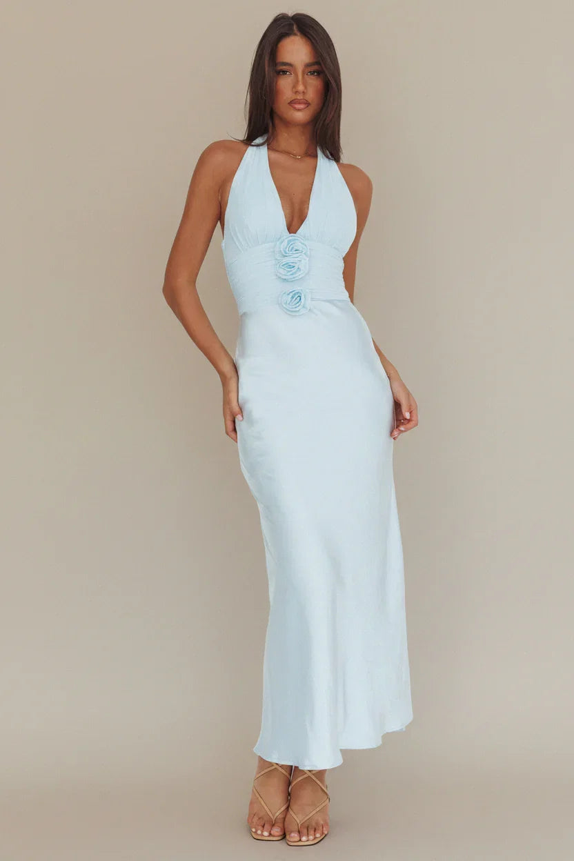 Elsa Halter Maxi Dress Ice Blue