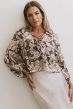 Isa Floral Blouse in Brown FINAL SALE