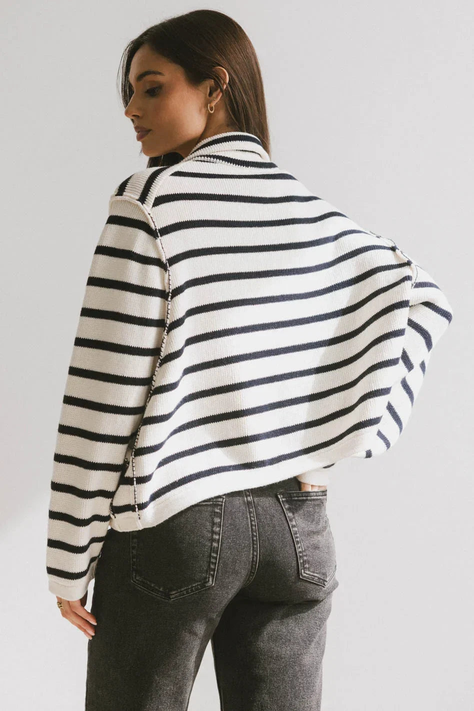 Harper Striped Cardigan in Navy FINAL SALE