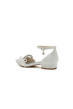 Glitter Pointed Toe Low Heels Wedding Shoes with Bow