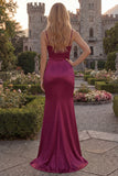 Navy Mermaid Satin Cowl Neck Maxi Prom Dress with Slit