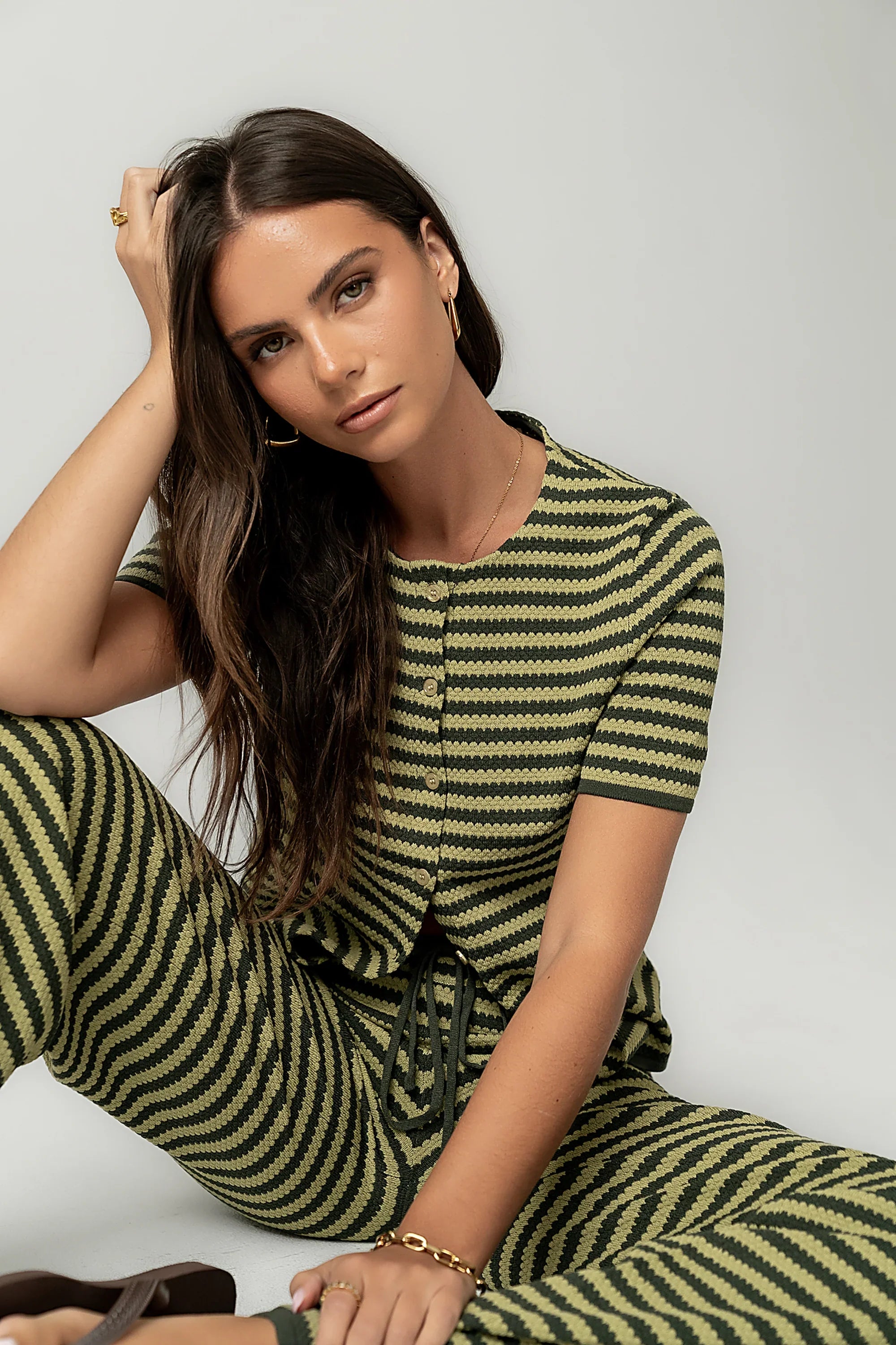 Ireland Striped Top in Green FINAL SALE