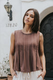 Alice Pintuck Top in Brown