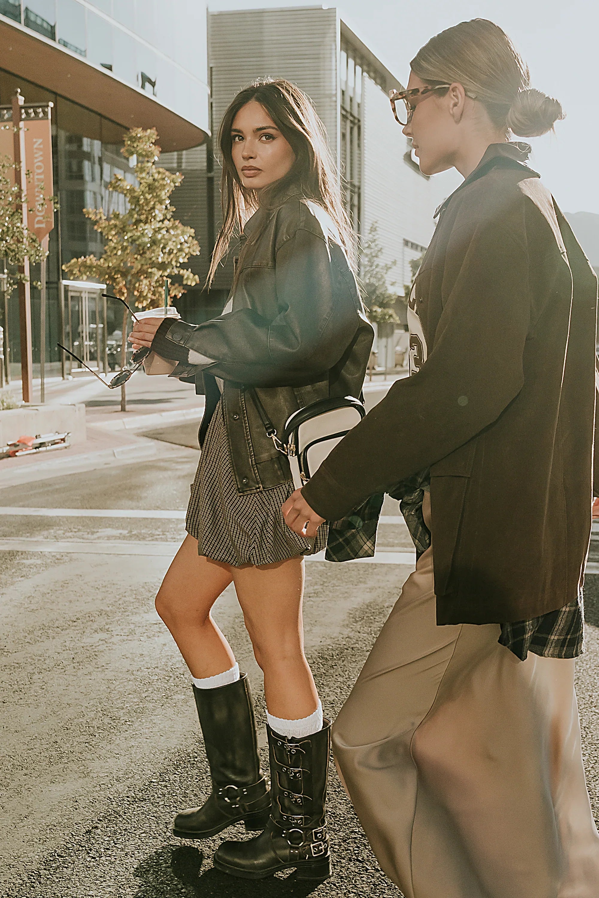 Carly Vegan Leather Jacket in Brown FINAL SALE