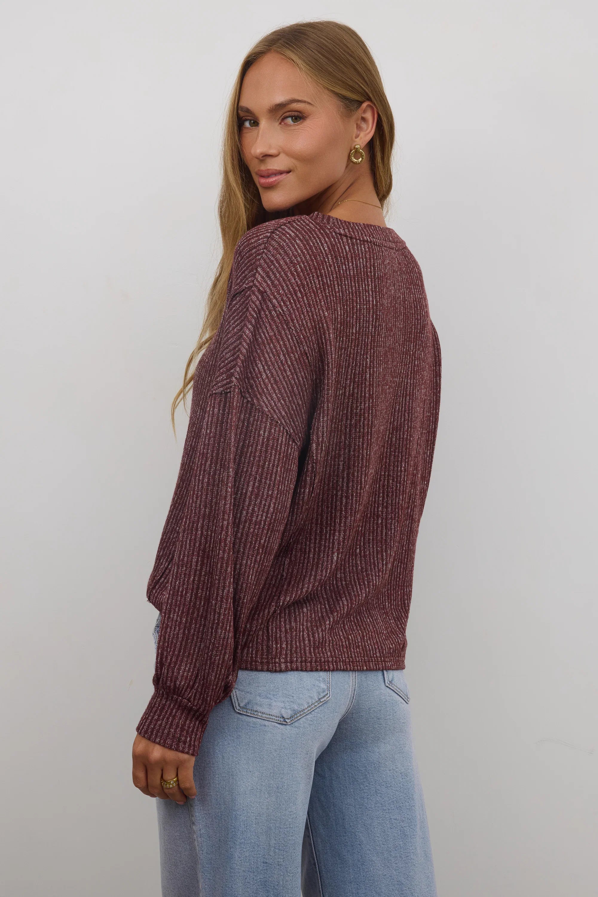 Tate Knit Sweater in Burgundy